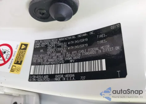 2017 Toyota Highlander Hybrid Limited из США, поврежденный, VIN 5TDDGRFH6HS025492